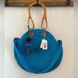 Blue woven tote